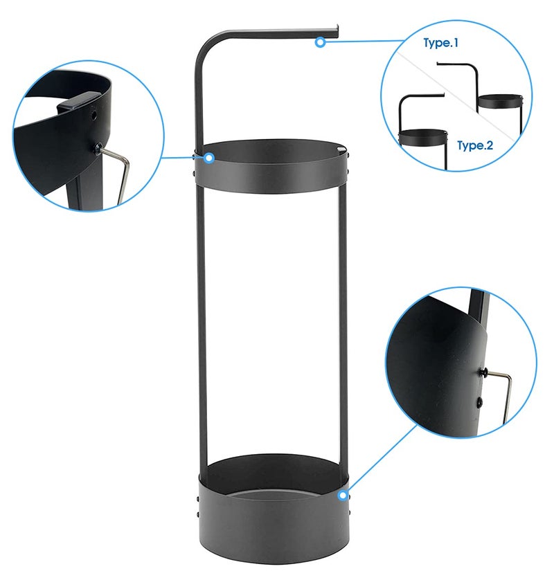 J JACKCUBE DESIGN Steel Umbrella Stand Entryway Space Saving Umbrella Holder Organiser for Front Door(Black) â€“ MK444A - Image 5